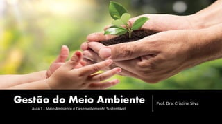 Gestão do Meio Ambiente Prof. Dra. Cristine Silva
Aula 1 - Meio Ambiente e Desenvolvimento Sustentável
 