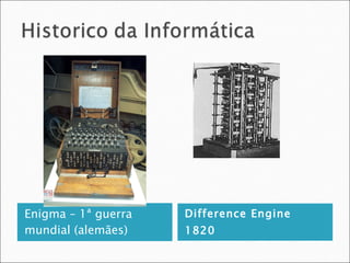 Enigma – 1ª guerra mundial (alemães) Difference Engine  1820 