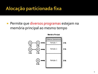    Permite que diversos programas estejam na
    memória principal ao mesmo tempo




                                                8
 