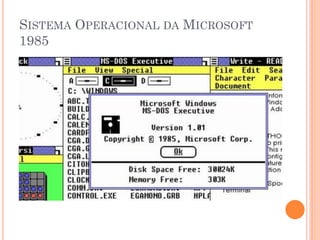 SISTEMA OPERACIONAL DA MICROSOFT
1985
 