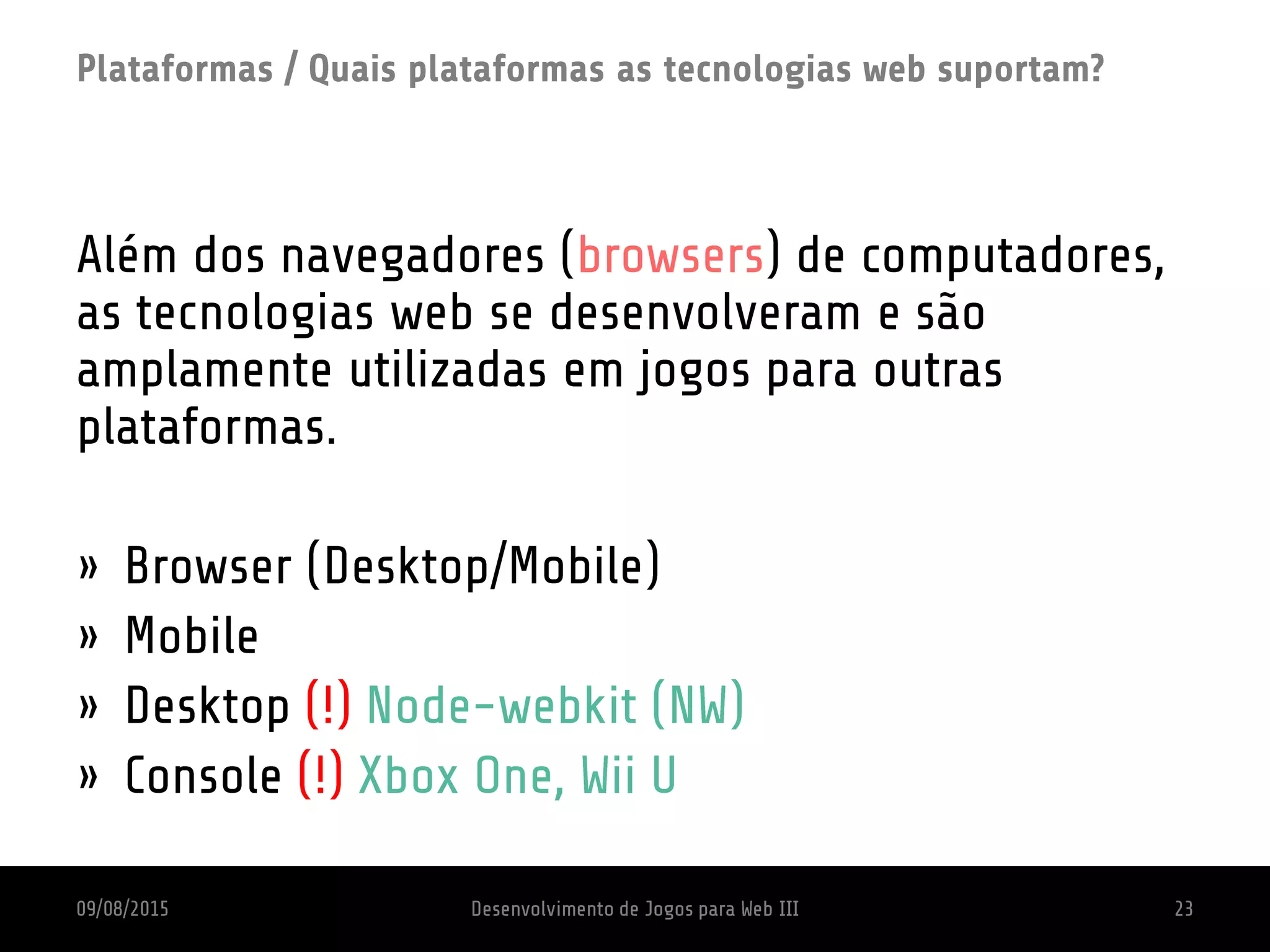 Aula 1 - Introdução ao desenvolvimento de jogos para web