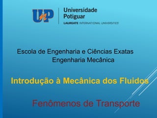 Fenômenos de Transporte
Escola de Engenharia e Ciências Exatas
Engenharia Mecânica
Introdução à Mecânica dos Fluidos
 