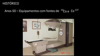 HISTÓRICO
Anos 50 – Equipamentos com fontes de Co e Cs
60 137
 