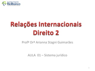 Profª Drª Arianna Stagni Guimarães 
AULA 01 – Sistema jurídico 
1 
 