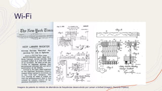 Wi-Fi
Imagens da patente do método de alternância de frequências desenvolvido por Lamarr e Antheil (Imagem: Domínio Público).
 