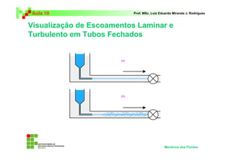 Visualização de Escoamentos Laminar e
Turbulento em Tubos Fechados
Aula 10 Prof. MSc. Luiz Eduardo Miranda J. Rodrigues
Mecânica dos Fluidos
 