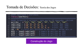 Tomada de Decisões: Teoria dos Jogos
Construção do Jogo
 