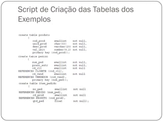 Script de Criação das Tabelas dos
Exemplos

 