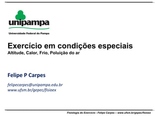 Felipe P Carpes [email_address] www.ufsm.br/gepec/fisioex Exercício em condições especiais Altitude, Calor, Frio, Poluição do ar 
