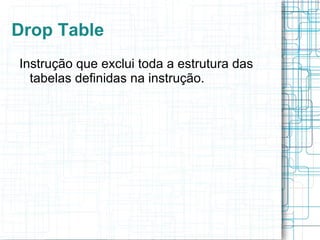 Criação de uma nova tabela 