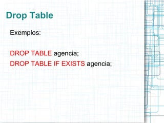 Create Database Instrução utilizada na criação de um banco de dados. 