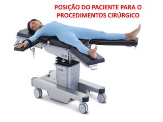 Posição do paciente para o
procedimento cirúrgico
POSIÇÃO DO PACIENTE PARA O
PROCEDIMENTOS CIRÚRGICO
 