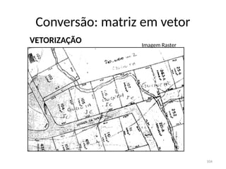 Conversão: matriz em vetor
104
VETORIZAÇÃO Imagem Raster
 