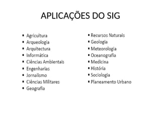 APLICAÇÕES DO SIG
 