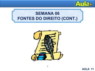 SEMANA 06
FONTES DO DIREITO (CONT.)
2
1
AULA 11
 