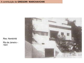 A contribuição de  GREGORI  WARCHAVCHIK Res. Nordchild Rio de Janeiro - 1931 