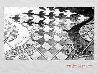 5. DAY AND NIGHT: 1938: Woodcut: Printed
      from 2 blocks. 15 3/8" x 26 5/8":
 