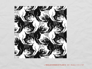 6. REGULAR DIVISION OF PLANE IV: 1957: Woodcut: 9 ½" x 7 1/8":
 