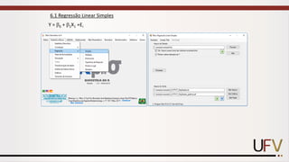 Y = 0 + 1X1 +Ei
6.1 Regressão Linear Simples
 