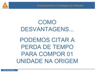 COMO DESVANTAGENS... PODEMOS CITAR A PERDA DE TEMPO PARA COMPOR 01 UNIDADE NA ORIGEM 