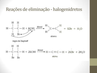 Reações de eliminação - halogenidretos
 