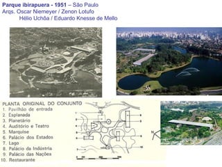 Parque ibirapuera - 1951  – São Paulo Arqs. Oscar Niemeyer / Zenon Lotufo Hélio Uchôa / Eduardo Knesse de Mello 