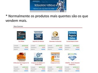 * Normalmente os produtos mais quentes são os que
vendem mais.
 