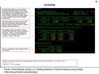 40
rotate
Fonte: Torres-Reyna, Oscar. s.d. Getting Started in Factor Analysis (using Stata).
(http://dss.princeton.edu/training/)
 