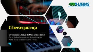 Cibersegurança
Universidade Estadual de Mato Grosso do Sul
Curso de Bacharelado em Administração
Profa. Mara Luiza Gonçalves Freitas
 