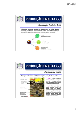 02/10/2012




PRODUÇÃO ENXUTA (2)




PRODUÇÃO ENXUTA (2)




                              4
 
