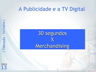 A Publicidade e a TV Digital 30 segundos X Merchandising 