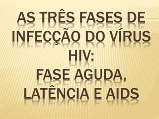 AS TRÊS FASES DE
INFECÇÃO DO VÍRUS
HIV:
FASE AGUDA,
LATÊNCIA E AIDS
 