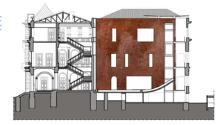 Cortes
Compreensão da estrutura e
cobertura – elementos em altura
que não aparecem em planta
 