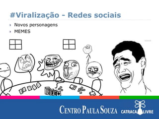 #Viralização - Redes sociais
 Novos personagens
 MEMES
 
