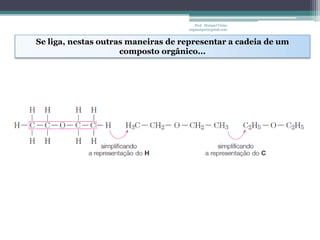 Prof. Maiquel Vieira
                                    engmaiquel@gmail.com


Se liga, nestas outras maneiras de representar a cadeia de um
                     composto orgânico...
 