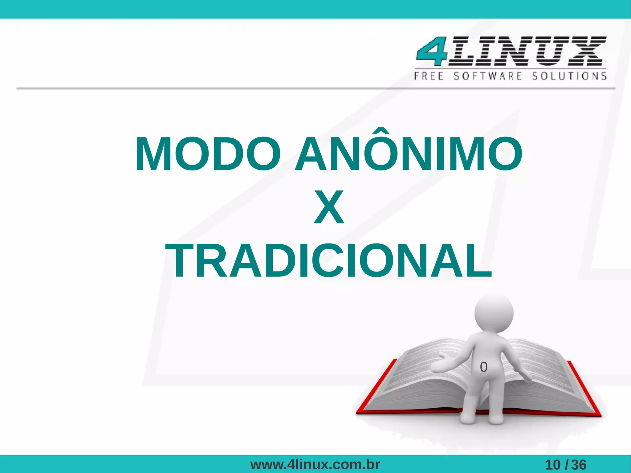 MODO ANÔNIMO
      X
 TRADICIONAL
                       0




   www.4linux.com.br       10 / 36
 