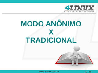 MODO ANÔNIMO
      X
 TRADICIONAL
                       0




   www.4linux.com.br       10 / 36
 