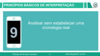 34
PRINCÍPIOS BÁSICOS DE INTERPRETAÇÃO
9
Analisar sem estabelecer uma
cronologia real
Rodrigo Armbruster Candioto www.kerygma21.com.br
 