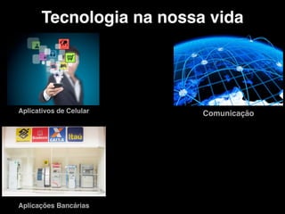 Tecnologia na nossa vida
Aplicativos de Celular Comunicação
Aplicações Bancárias
 