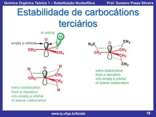 Química Orgânica Teórica 1 – Substituição Nucleofílica

Prof. Gustavo Pozza Silveira

Estabilidade de carbocátions
terciários

www.iq.ufrgs.br/biolab

18

 