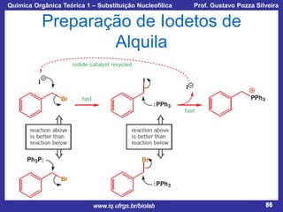 Química Orgânica Teórica 1 – Substituição Nucleofílica

Prof. Gustavo Pozza Silveira

Preparação de Iodetos de
Alquila

www.iq.ufrgs.br/biolab

86

 