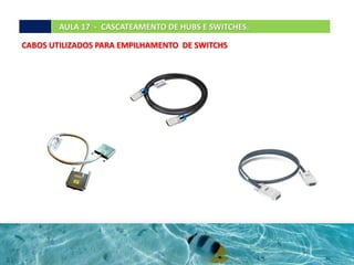 AULA 17 - CASCATEAMENTO DE HUBS E SWITCHES.
CABOS UTILIZADOS PARA EMPILHAMENTO DE SWITCHS
 