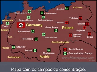 Mapa com os campos de concentração.
 