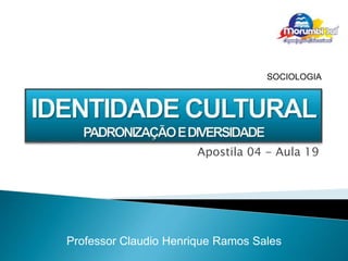 Apostila 04 - Aula 19
Professor Claudio Henrique Ramos Sales
SOCIOLOGIA
 