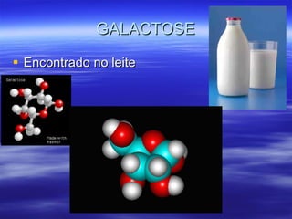 GALACTOSE Encontrado no leite 