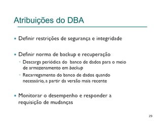 Atribuições do DBA
29
 