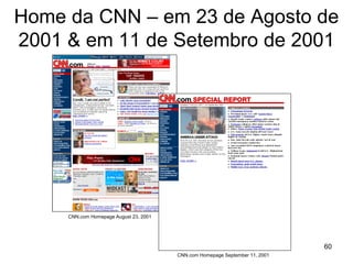 Home da CNN – em 23 de Agosto de
2001 & em 11 de Setembro de 2001
60
CNN.com Homepage August 23, 2001
CNN.com Homepage September 11, 2001
 