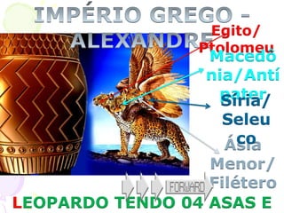 LEOPARDO TENDO 04 ASAS E
Egito/
Ptolomeu
Macedô
nia/Antí
pater
Ásia
Menor/
Filétero
Síria/
Seleu
co
 
