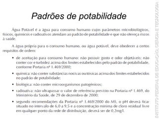 Padrões de potabilidade
 