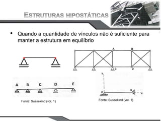 CAMPUS
JOÃO
PESSOA
• Quando a quantidade de vínculos não é suficiente para
manter a estrutura em equilíbrio
Fonte: Sussekind (vol. 1) Fonte: Sussekind (vol. 1)
 